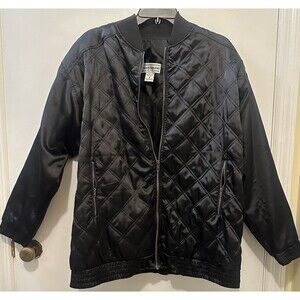 Vintage Westbound Black Quilted Bomber Jacket Made in Hong Kong Size Medium